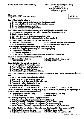Đề kiểm tra học kì I Địa lí lớp 12 - Mã đề 146 - Năm học 2016-2017 - Trường THPT Nguyễn Hiếu Tự